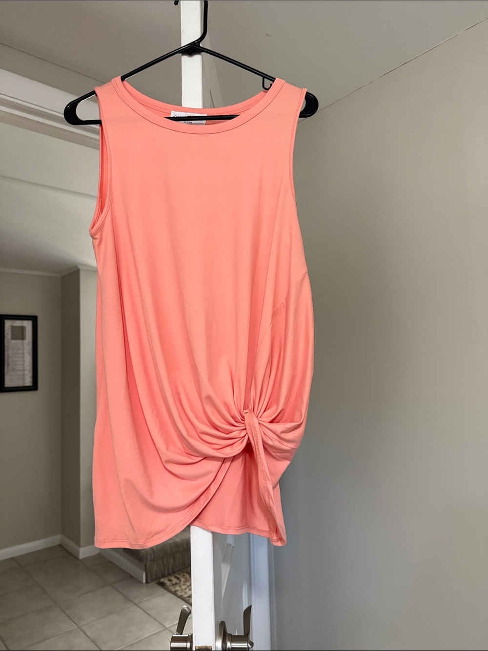 Knot-Front Sleeveless Tank Top - Coral